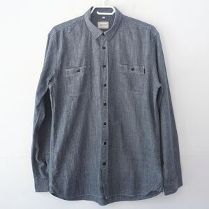 Frank & Oak Men's St-Viateur Blue Chambray Button-Down Shirt ~ Size Large